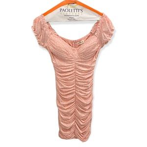 Alice Elle Pink Floral Bodycon Ruched Stretch Padded Fitted Mini Dress